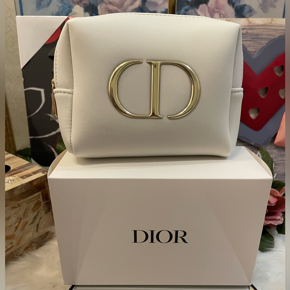 Authentic Christian Dior Cosmetic Pouch in White